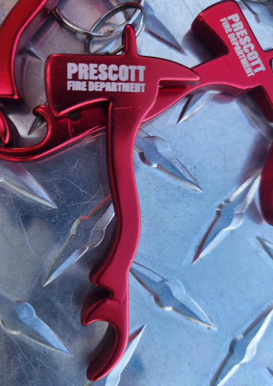 Prescott Fire Department Axe Bottle Opener Keychain