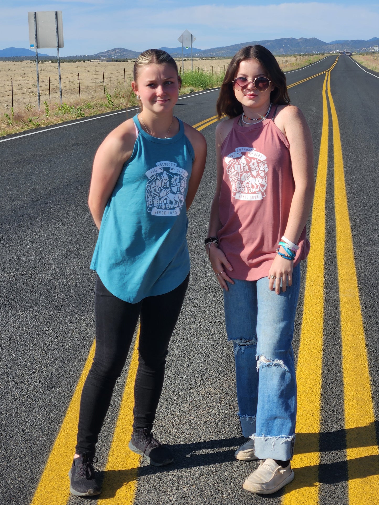 Prescott Fire 1885 Logo Ladies' Racer-Back Tanks