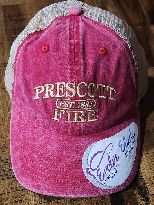 Red Prescott Fire Ponytail Hat