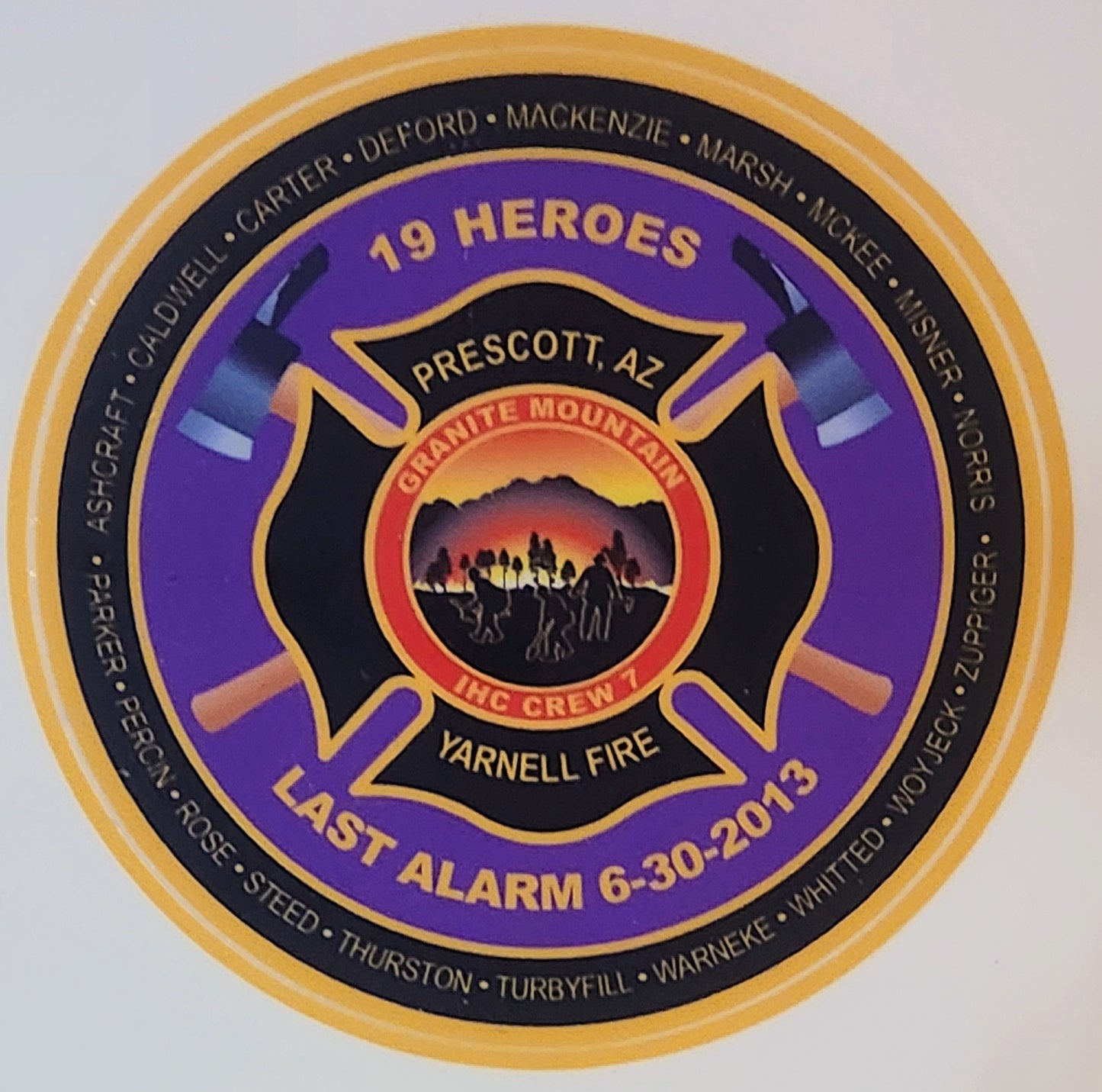 LIMITED EDITION Purple Granite Mountain 19 Names 3" Stickers