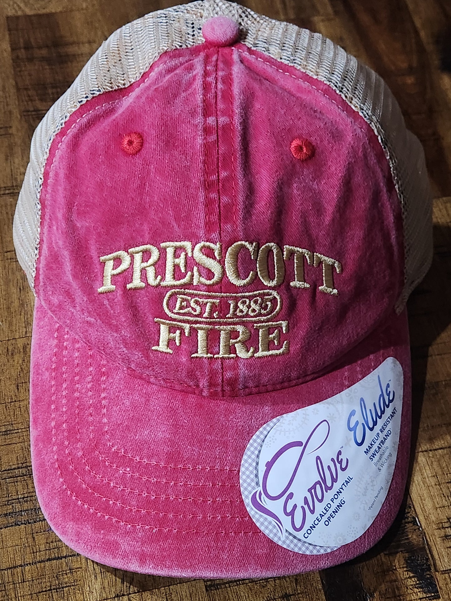 Red Prescott Fire Ponytail Hat